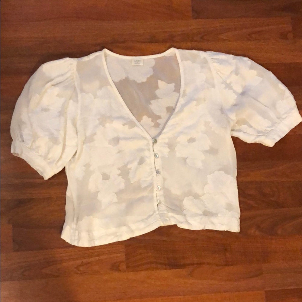 Wilfred Cream Sheer Floral Top